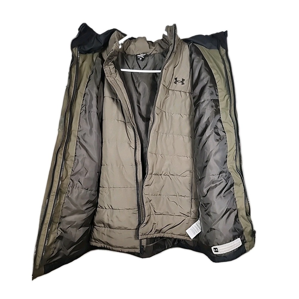 Under Armour 3 in 1 Jacket Boys Youth XL Olive Green Black Ski Vest Coat Flaw